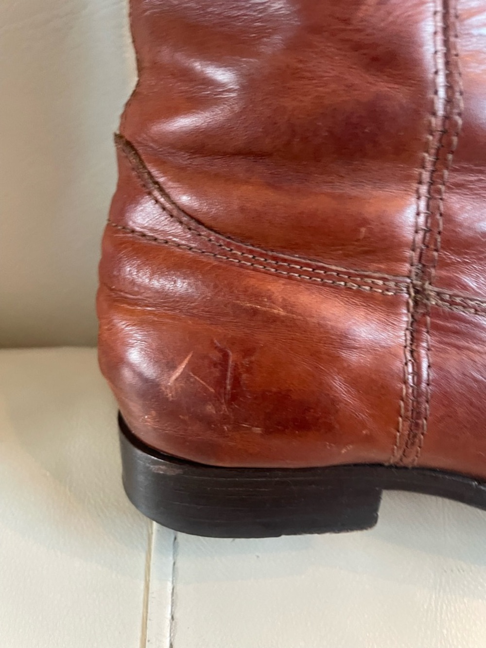 Frye Leather Knee-High Riding Boots in Chestnut Brown - Women size 7.5B - Picture 8 of 16